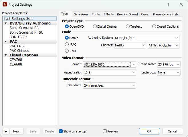  Project Properties – DVD Authoring System (Native mode only)